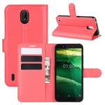 For Nokia C1 Litchi Texture Horizontal Flip Protective Case with Holder & Card Slots & Wallet(Red)