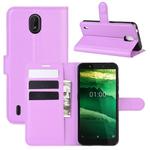 For Nokia C1 Litchi Texture Horizontal Flip Protective Case with Holder & Card Slots & Wallet(Purple)