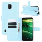 For Nokia C1 Litchi Texture Horizontal Flip Protective Case with Holder & Card Slots & Wallet(Blue)