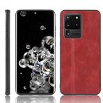 For Galaxy S20 Ultra Shockproof Sewing Cow Pattern Skin PC + PU + TPU Case(Red)