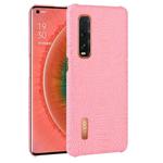 For Oppo Find X2 Pro Shockproof Crocodile Texture PC + PU Case(Pink)