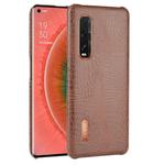 For Oppo Find X2 Pro Shockproof Crocodile Texture PC + PU Case(Brown)