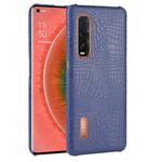 For Oppo Find X2 Pro Shockproof Crocodile Texture PC + PU Case(Blue)