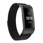 For Fitbit Charger 3 Metal Magnetic Metal Watch Band(Black)