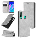 For Huawei P40 lite E Retro-skin Business Magnetic Suction Leather Case with Holder & Card Slots & Wallet(Grey)