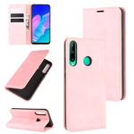 For Huawei P40 lite E Retro-skin Business Magnetic Suction Leather Case with Holder & Card Slots & Wallet(Pink)