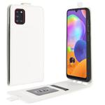 For Galaxy A31 R64 Texture Single Vertical Flip Leather Protective Case with Card Slots & Photo Frame(White)