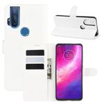 For Motorola One Hyper Litchi Texture Horizontal Flip Protective Case with Holder & Card Slots & Wallet(White)