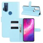 For Motorola One Hyper Litchi Texture Horizontal Flip Protective Case with Holder & Card Slots & Wallet(Blue)