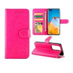 For Huawei P40 Pro Crazy Horse Texture Leather Horizontal Flip Protective Case with Holder & Card Slots & Wallet & Photo Frame(Magenta)
