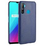 For OPPO Realme C3 with Fingerprint Hole Shockproof Crocodile Texture PC + PU Case(Blue)