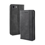For iPhone SE 2022 / SE 2020 Magnetic Buckle Retro Crazy Horse Texture Horizontal Flip Leather Case with Holder & Card Slots & Photo Frame(Black)