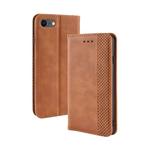 For iPhone SE 2022 / SE 2020 Magnetic Buckle Retro Crazy Horse Texture Horizontal Flip Leather Case with Holder & Card Slots & Photo Frame(Brown)