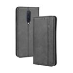 For OnePlus 8 Magnetic Buckle Retro Crazy Horse Texture Horizontal Flip Leather Case  , with Holder & Card Slots & Photo Frame(Black)