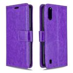 For Galaxy A01 Crazy Horse Texture Horizontal Flip Leather Case with Holder & Card Slots & Wallet & Photo Frame(purple)