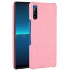 For Sony Xperia L4 Shockproof Crocodile Texture PC + PU Case(Pink)