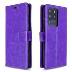 For Galaxy S20 Ultra Crazy Horse Texture Horizontal Flip Leather Case with Holder & Card Slots & Wallet & Photo Frame(Purple)