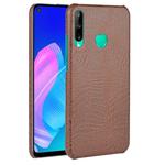 For Huawei P40 lite E/Y7p Shockproof Shockproof Crocodile Texture PC + PU Case(Brown)