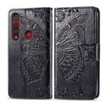 For Moto G8 Play  Butterfly Love Flower Embossed Horizontal Flip Leather Case with Bracket / Card Slot / Wallet / Lanyard(Black)