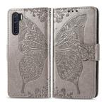 For OPPO F15/A91 Butterfly Love Flower Embossed Horizontal Flip Leather Case with Bracket / Card Slot / Wallet / Lanyard(Gray)