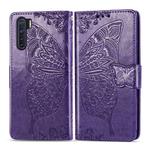 For OPPO F15/A91 Butterfly Love Flower Embossed Horizontal Flip Leather Case with Bracket / Card Slot / Wallet / Lanyard(Dark Purple)