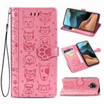 For Xiaomi Redmi K30 Pro Cute Cat and Dog Embossed Horizontal Flip Leather Case with Bracket / Card Slot / Wallet / Lanyard(Pink)