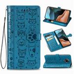 For Xiaomi Redmi K30 Pro Cute Cat and Dog Embossed Horizontal Flip Leather Case with Bracket / Card Slot / Wallet / Lanyard(Blue)