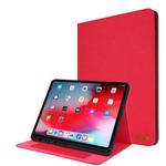 For iPad Pro 12.9(2020) Horizontal Flip TPU + Fabric PU Leather Protective Case with Name Card Clip(Red)