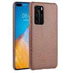 For Huawei P40 Shockproof Crocodile Texture PC + PU Case(Brown)