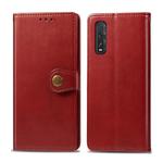 For OPPO Find X2 Retro Solid Color Leather Buckle Phone Case with Lanyard & Photo Frame & Card Slot & Wallet & Stand Function(Red)