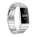 One Beads Slingshot Buckle Solid Stainless Steel Watch Band for Fitbit Charge 4(Silver)