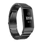 One Beads Slingshot Buckle Solid Stainless Steel Watch Band for Fitbit Charge 4(Black)