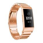 One Beads Slingshot Buckle Solid Stainless Steel Watch Band for Fitbit Charge 4(Rose Gold)