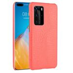 For Huawei P40 Pro Shockproof Crocodile Texture PC + PU Case(Red)