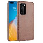 For Huawei P40 Pro Shockproof Crocodile Texture PC + PU Case(Brown)