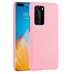 For Huawei P40 Pro Shockproof Crocodile Texture PC + PU Case(Pink)