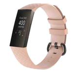 Diamond Pattern Silicone Watch Band for Fitbit Charge 3 Small Size：190*18mm(Pink)