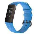 Diamond Pattern Silicone Watch Band for Fitbit Charge 4 Small Size：190*18mm(Sky Blue)