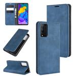 For Huawei Honor Play 4T Pro Retro-skin Business Magnetic Suction Leather Case with Holder & Card Slots & Wallet(Dark Blue)