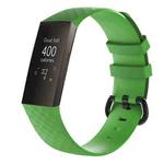 Diamond Pattern Silicone Watch Band for Fitbit Charge 4 Large Size:210*18mm(Green)