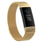 Stainless Steel Magnet Watch Band for FITBIT Charge  4 / 3，Small Size: 190x18mm(Gold)