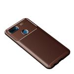 For OPPO A12 Carbon Fiber Texture Shockproof TPU Case(Brown)