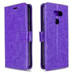 For LG K40S Crazy Horse Texture Horizontal Flip Leather Case with Holder & Card Slots & Wallet & Photo Frame(Purple)