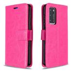 For Huawei P40 Crazy Horse Texture Horizontal Flip Leather Case with Holder & Card Slots & Wallet & Photo Frame(Rose)