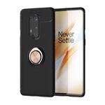 For Oneplus 8 Pro Metal Ring Holder 360 Degree Rotating TPU Case(Black+Rose Gold)