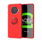 For OPPO ACE2 Metal Ring Holder 360 Degree Rotating TPU Case(Red + Red)