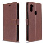 For Galaxy A11 Crazy Horse Texture Horizontal Flip Leather Case with Holder & Card Slots & Wallet & Photo Frame(Brown)
