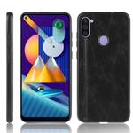 For Galaxy A11 Shockproof Sewing Cow Pattern Skin PC + PU + TPU Case(Black)