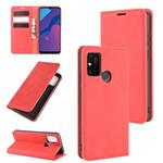 For Huawei Honor Play 9A Retro-skin Business Magnetic Suction Leather Case with Holder & Card Slots & Wallet(Red)