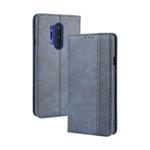 For OnePlus 8 Pro Magnetic Buckle Retro Crazy Horse Texture Horizontal Flip Leather Case with Holder & Card Slots & Photo Frame(Blue)